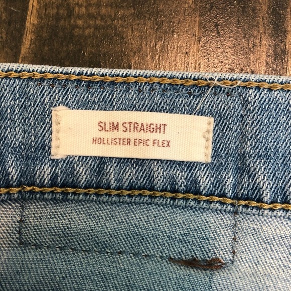 Hollister Light Wash Jeans Mens Size 32 Straight Leg Epic Flex Distressed - Picture 9 of 12